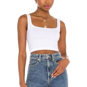 Free People Scoop Neck Crop Top in White